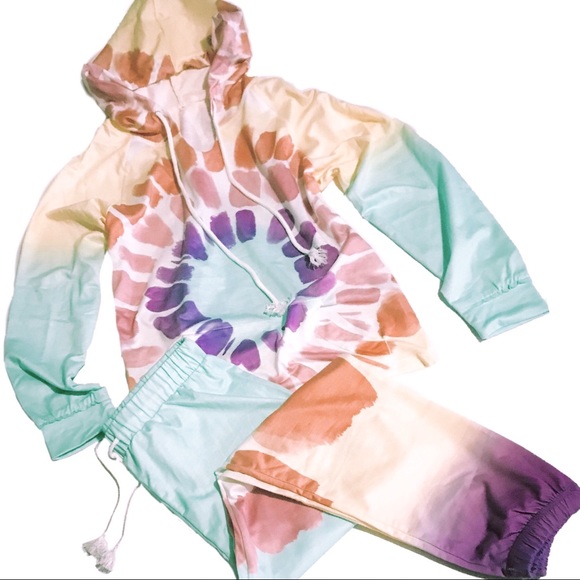 None Pants - Tie-Dye Casual Joggers/ Leisurewear Watercolor Bottoms SZ LG